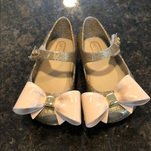 Mini Melissa Ultragirl Bow Gold Glitter shoes